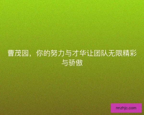 曹茂园，你的努力与才华让团队无限精彩与骄傲